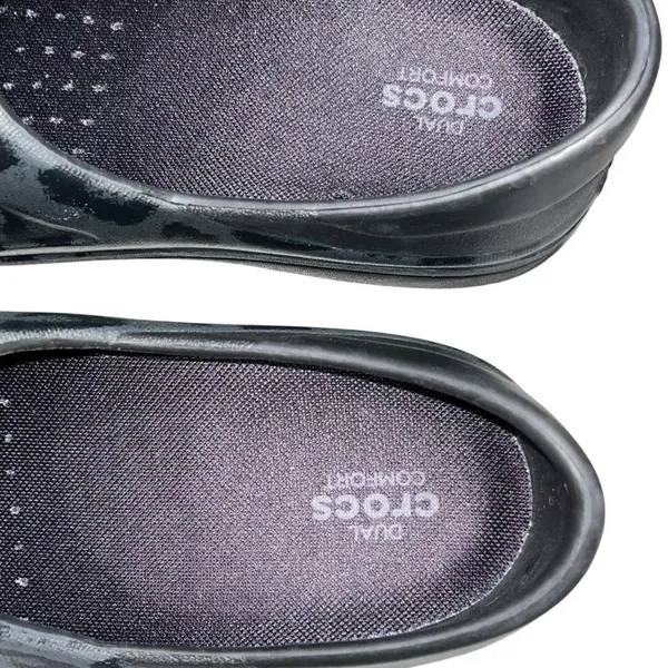 Crocs Black & Gray Leopard Print Neria Pro Slip Resistant Work Clogs Shoes 7 - Image 8