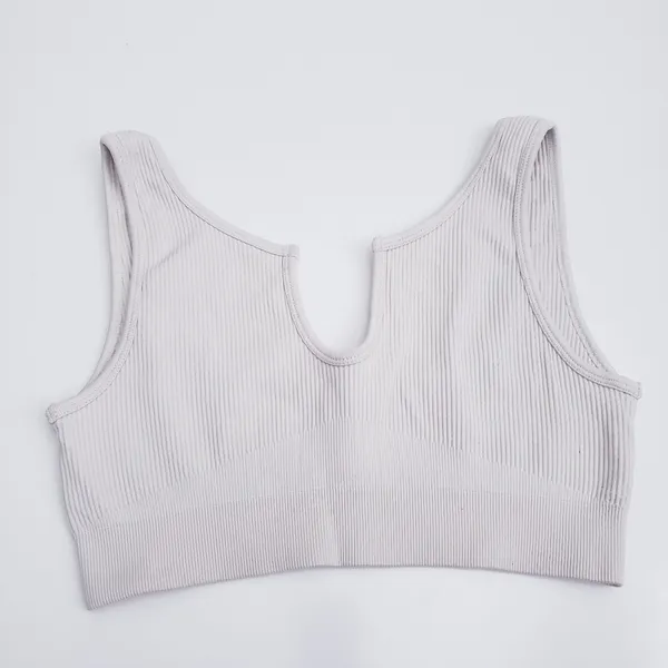 Ribbed Sleeveless Open Neckline Sports Bra - Image 2