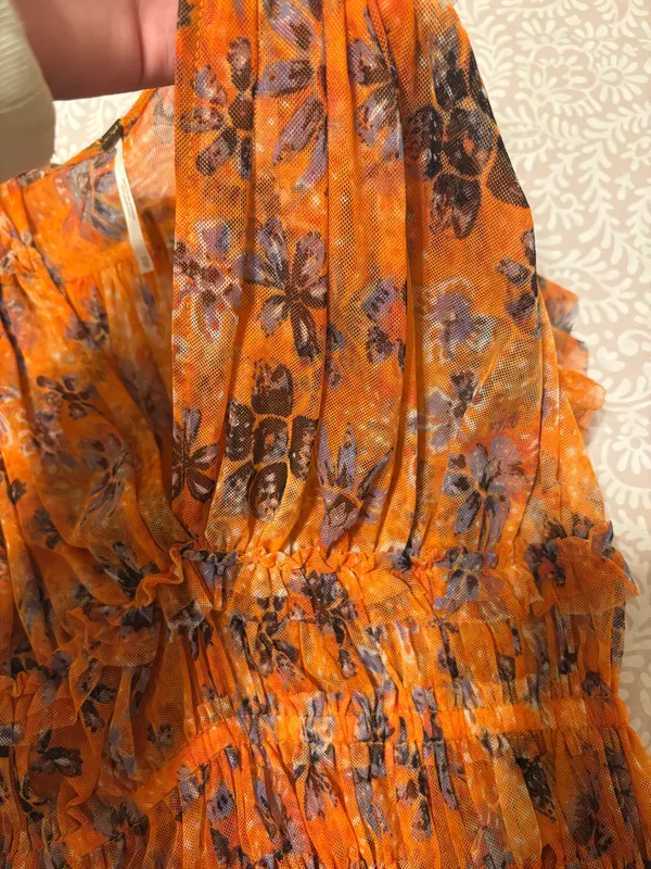 Free People Orange Floral Blouse - Image 6