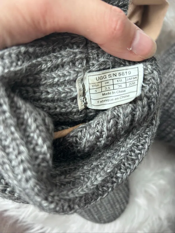 UGG Australia Women Classic Cardy Knit Boots Size 5 Gray - Image 6