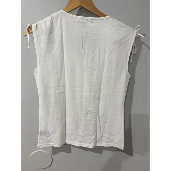 NWT Lauren Ralph Lauren White Short Sleeve Sz M T-Shirt Top Shoulder Cinching U - Image 6
