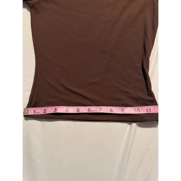QINSEN Brown Off The Shoulder Long Sleeve Top Stretchy Bodycon Small - Image 9
