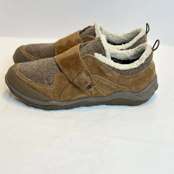 Caterpillar Women’s Brown Suede Slip On Shoes Faux Fur Lining Size 9 - Image 6