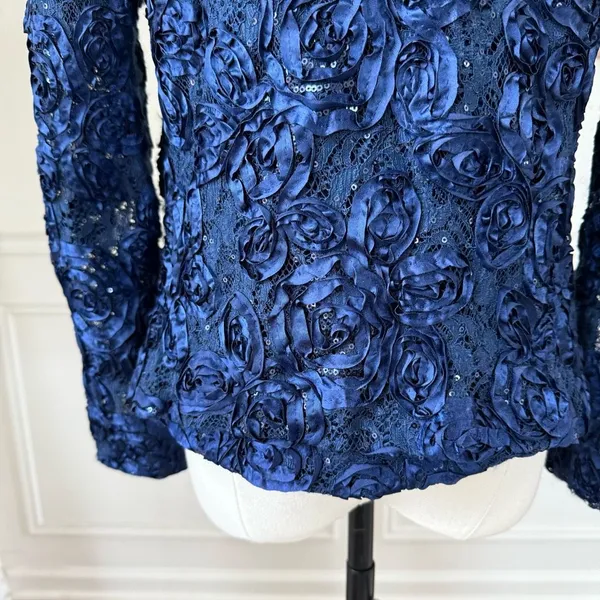 Cachet Dark Blue 2pc Formal Jacket Tank Soutache Sequin Rhinestone Clip 6 - Image 8