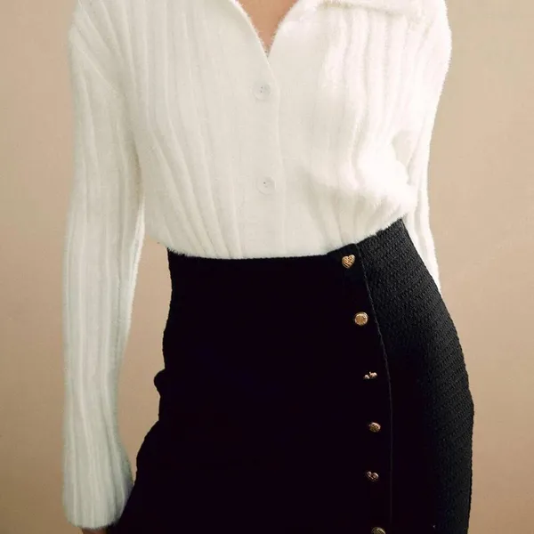 RIHOAS The Buttons Decorated Knit Skirt ONLY S 13 - Image 4