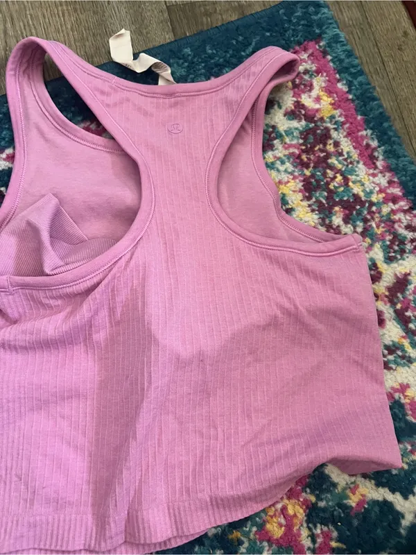 Lululemon Pink Ribbed Tank Top - Women’s Sleeveless Crop - Image 5