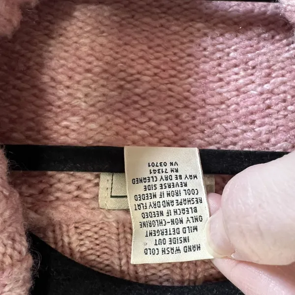 L.L. Bean Womens Long Sleeve Button-Up Wool Blend Pink‎ Sweater Sz S Cottagecore - Image 5