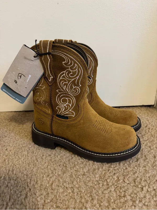 Ariat Women's Fatbaby Heritage Waterproof Western Boots Ginger Spice Suede Sz 6B - Image 2