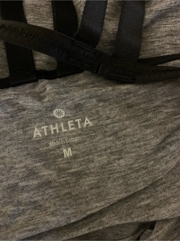 Athleta M Gray Heather Strappy Back Tank Top Side Slit Athletic - Image 4