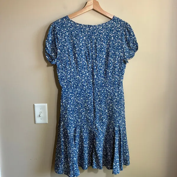 Princess Polly Floral Mini Dress 8 Blue Womens Rayon V-Neck Short Sleeve - Image 9
