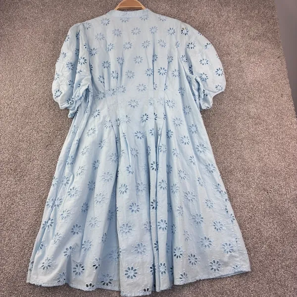 Belle Isle by Torrid Blue Eyelet Cotton Midi Dress Women 14 Cottagecore Romantic - Image 11