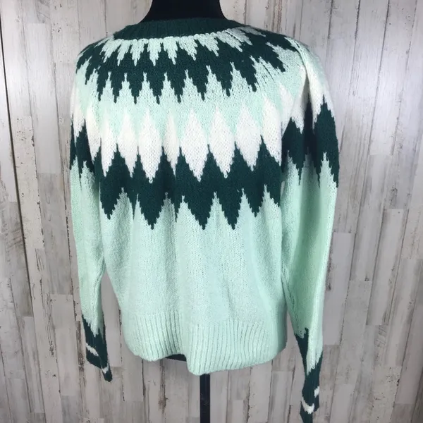 BP Cozy Ski Sweater Green Fairisle Chevron NWT M v6x - Image 5