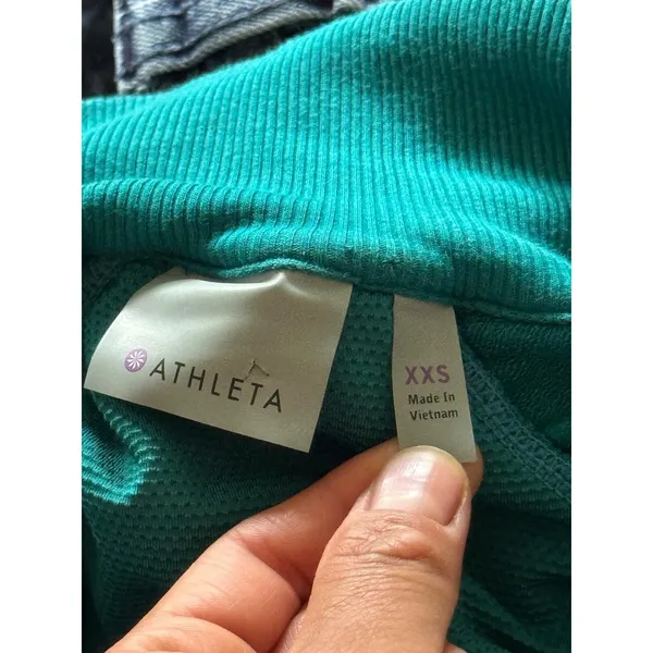 Athleta Half Mile Running‎ Light Weight Jacket Teal Green Hooded Half Zip Sz 2XS - Image 4