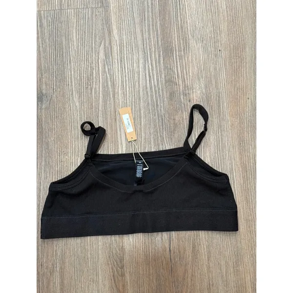 SKIMS Cotton Rib Bralette Onyx Black 2XL New With Tags‎ Adjustable Straps Scoop - Image 4