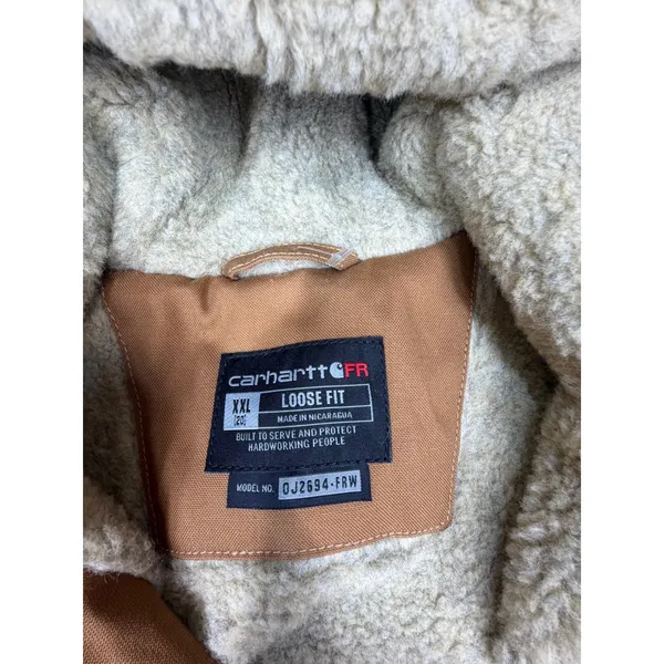Carhartt FR Full Swing Quick Duck Jacket Sherpa Lined Brown Size XXL NWT - Image 5