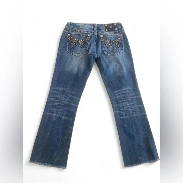 Miss Me JW5307B7 Low Rise Bootcut Jeans Y2K Western Rhinestone Embellished Sz 30 - Image 4