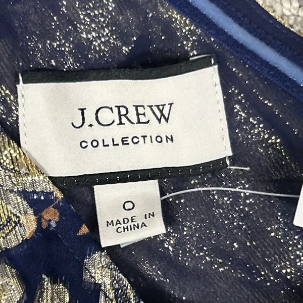 J Crew Collection Dress Womens 0 One Shoulder Silk Lurex Metallic Lily Swirl New - Image 6