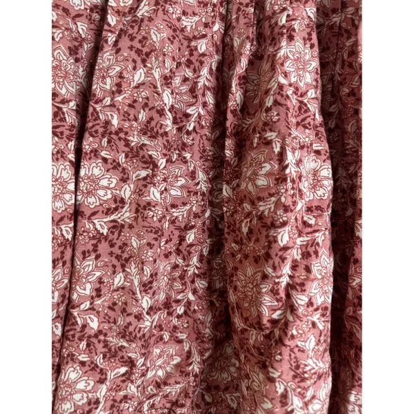 American Eagle Women XL Terracotta Floral Cotton Linen Smocked Mini Skirt Boho‎ - Image 2