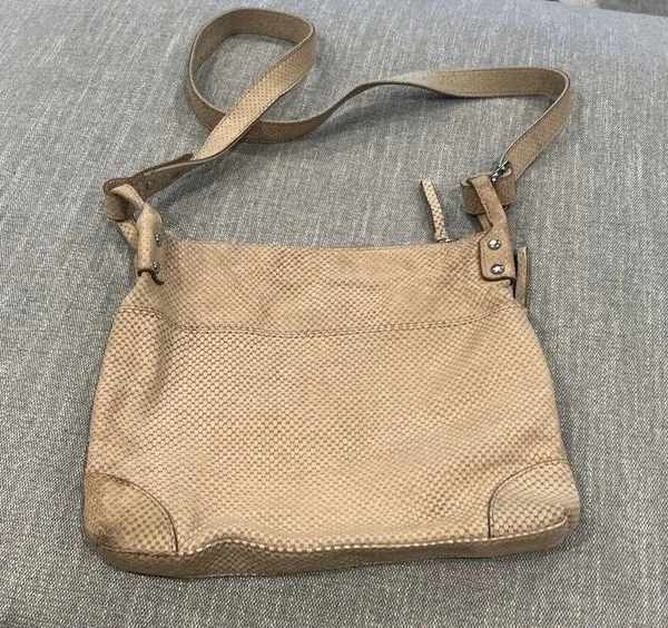 Fossil Brown Leather Crossbody Cowhide Purse Tan Brown Zipper Closure - Image 5