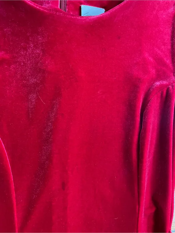 Vintage Giorgio Fiorlini Red Velvet Maxi Dress Silver Waist Detail Sz 5/6 💚🎀 - Image 11
