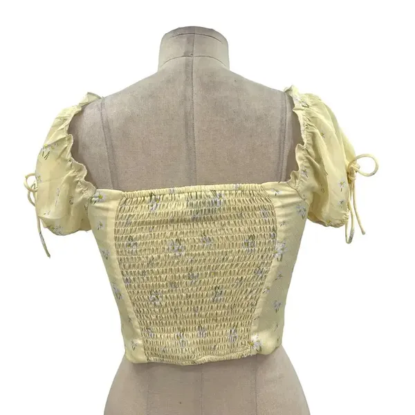 Princess Polly Allyson Corset Top Puff Sleeve Yellow Floral Size US‎ 4 - Image 9