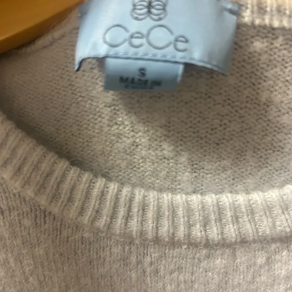 Cream & Navy/Light Blue 'SKI' Crewneck Sweater by CeCe - Image 2