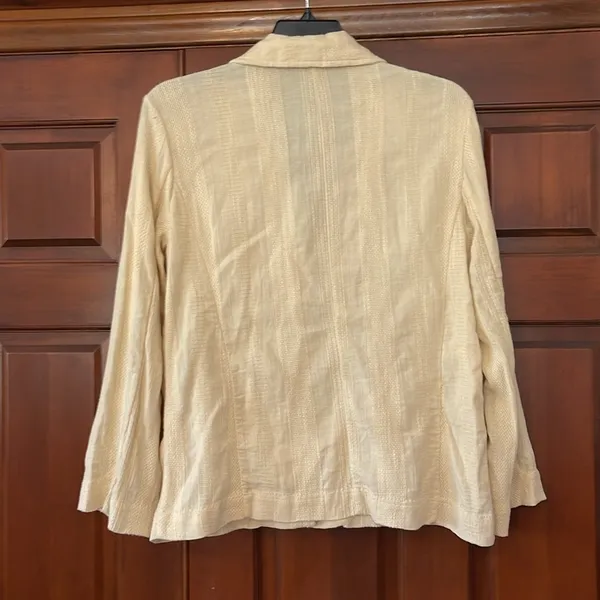 Free People minimalist cotton Linen woven pattern blazer small - Image 5