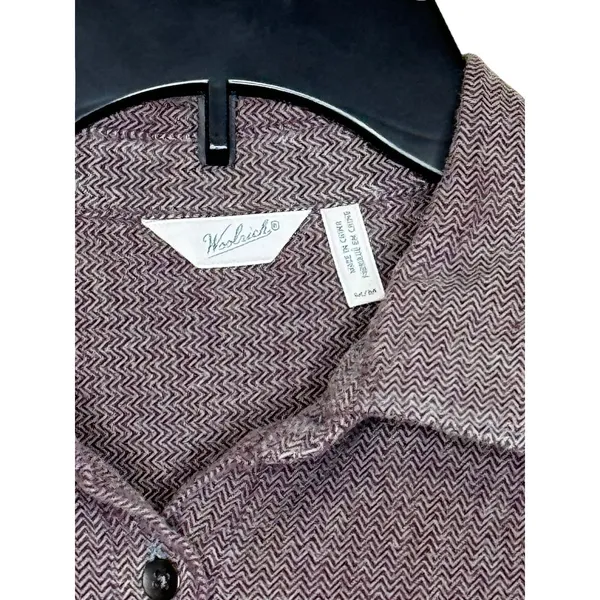 Woolrich Women's Top Button Up Shirt Double Pockets Long Sleeve‎ Purple Plus 24R - Image 4