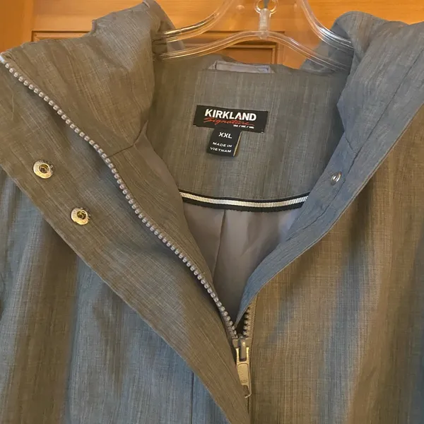 Kirkland Signature Grey Hooded Trench Coat - Image 3