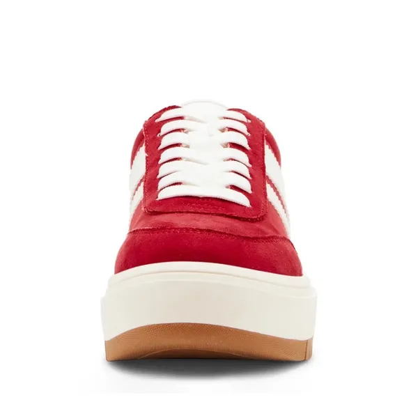 Madden Girl Red Platform Sneakers‎ White Stripe Lace Up Size 8.5 B12B - Image 2