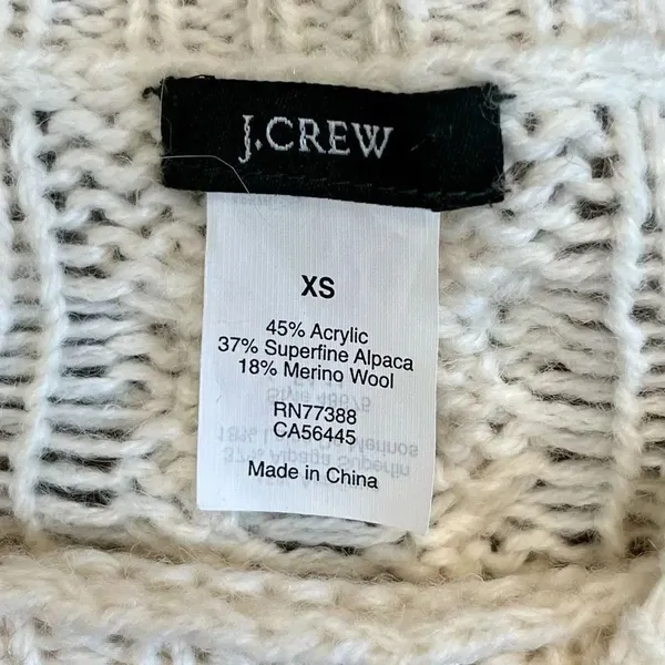 J. Crew Ivory Cable Knit Sweater XS - Image 8