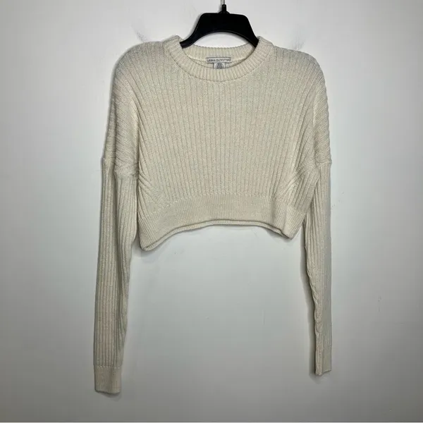 Urban Outfitters cream cropped sweater long sleeve women’s‎ size small modern - Image 2