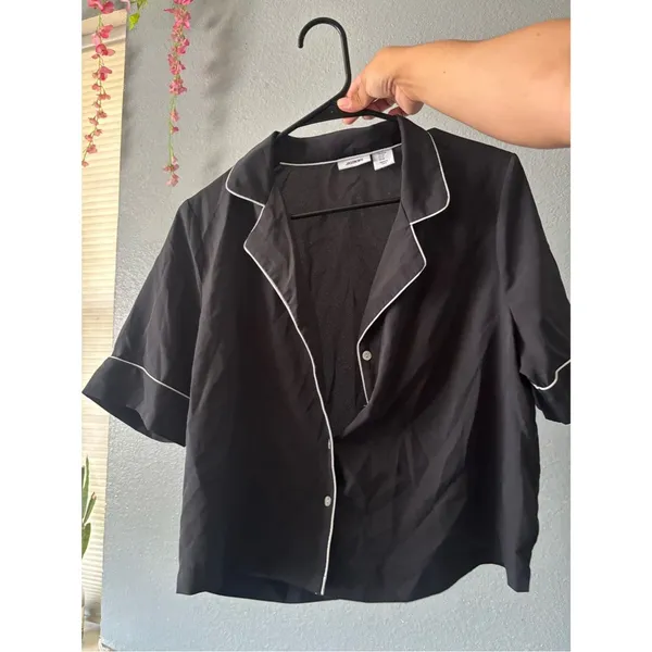 Jason Wu Black Pajama Set with White Piping – Size Medium - Image 4