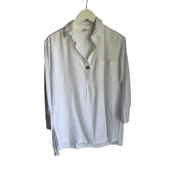 Old Navy Linen Blend White Tunic Cover Up Shirt Small Coastal Beach Resort - Image 7