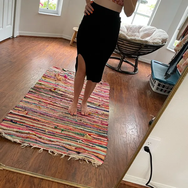 Cotton on ribbed black midi skirt - Image 5