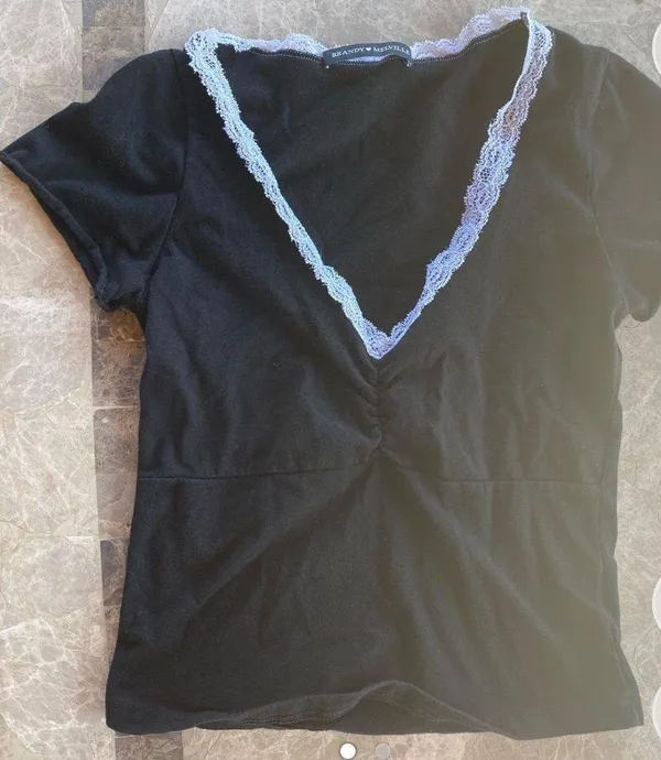 Brandy Melville black lace gina top - Image 2