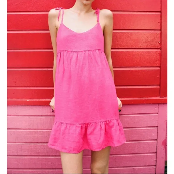 Zara Mini Linen Babydoll Dress Size Medium - Image 2