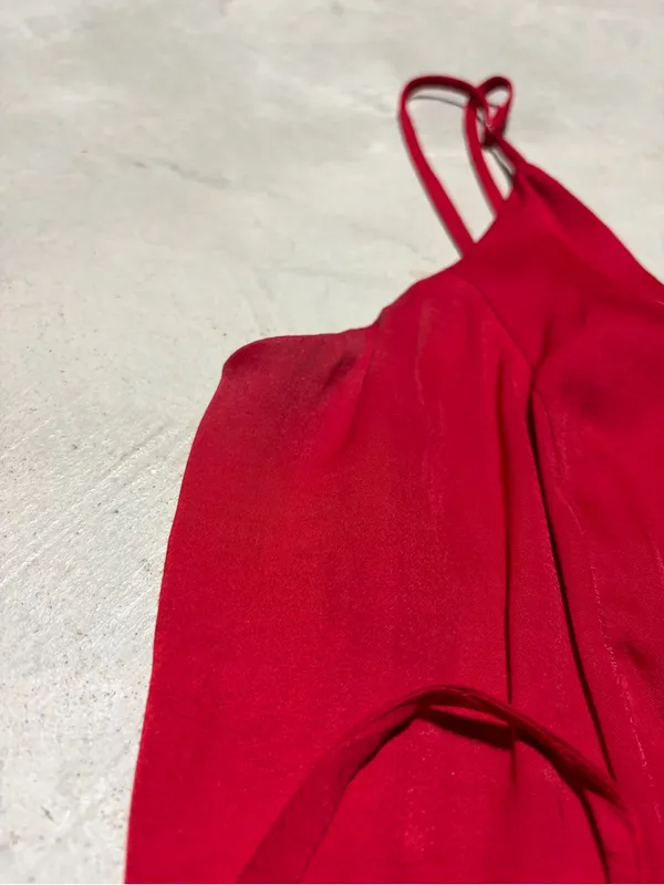 Intimately free people Red Ruffle Wrap Mini slip Dress large - Image 4