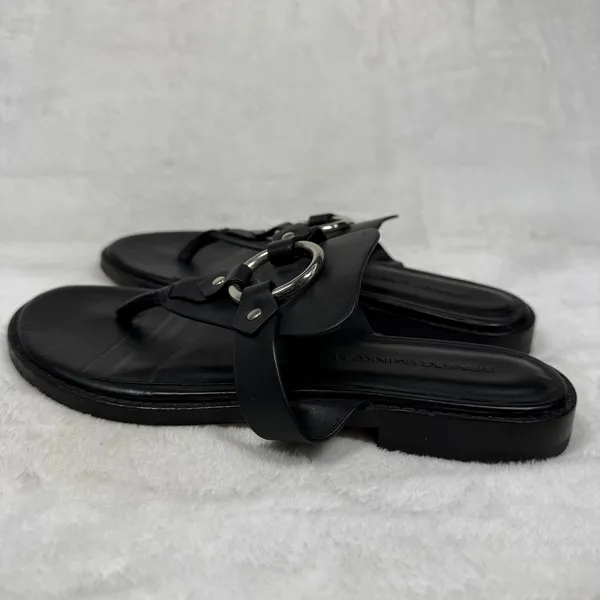 Rebecca‎ Minkoff Black Leather O-Ring Studded Thong Slide Sandals Womens 6M - Image 8