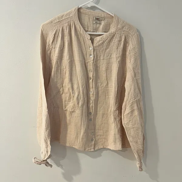 Faherty Everleigh Dream 100% Organic Cotton Gauze Shirt Top‎ Cream Women Size M - Image 4
