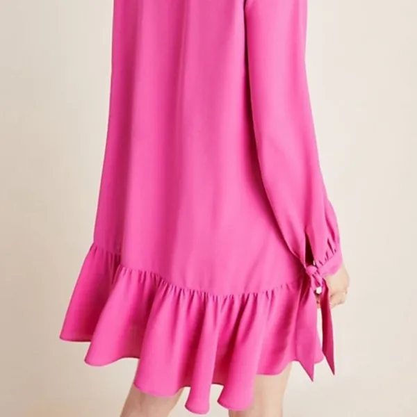 Anthropologie Mare Mare Hot Pink Ling Sleeve Tunic‎ Dress Dropped Waist Size XS - Image 8
