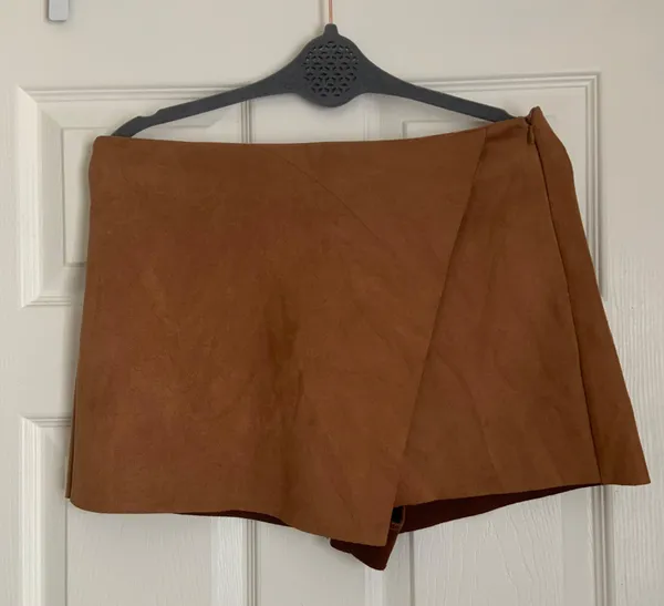 Tan/Brown Suede Skort - Image 2