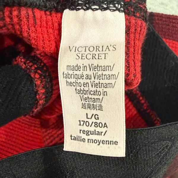 Stars Above Victoria's Secret Plaid Thermal Pajama Set in Red and Black, Size L - Image 5