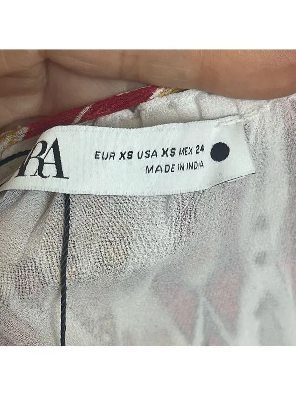 ZARA Chiffon Printed Strappy Embroidered Dress Open Back Sequins multicolor XS - Image 11