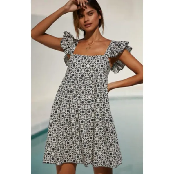 Tuckernuck Ro’s Garden Elizabeth Green & White Floral Dress Cotton Mini Sz S - Image 2