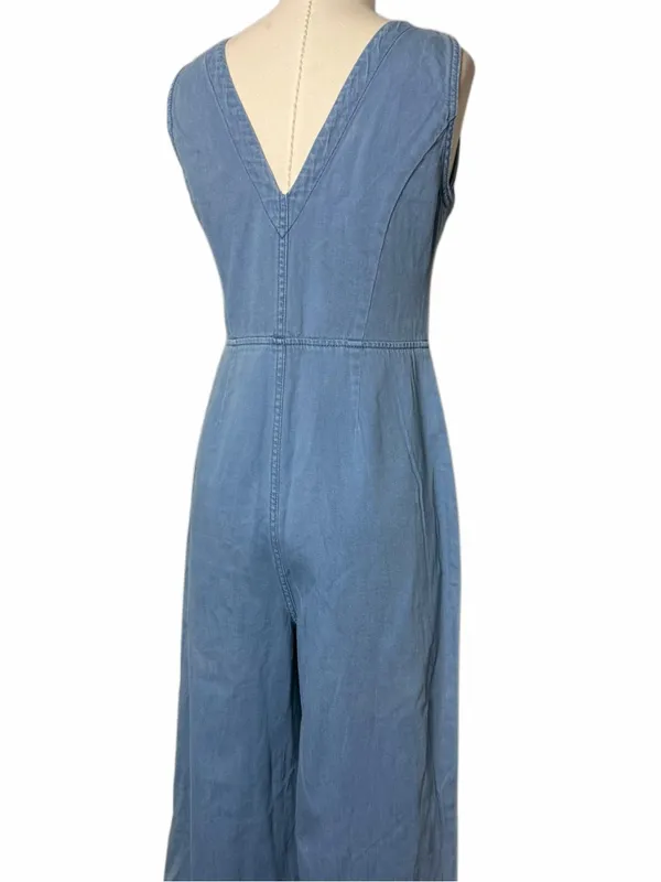 BCBGMAXAZRIA V-Neck Light Denim Jumpsuit - Image 5