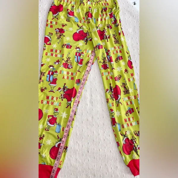 Dr. Seuss Grinch Pajamas Pants Green and‎ Red Size M - Image 7