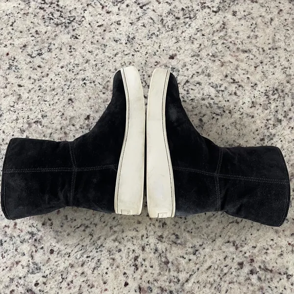 Via Spiga Elona Suede‎ & Fur Platform Boots Women Black Minimalist Mid Calf 8 - Image 6