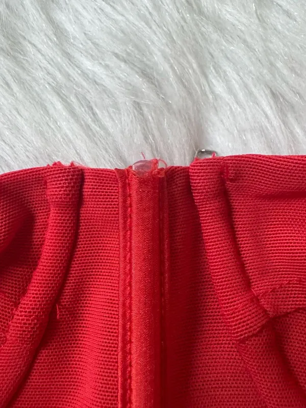 Edikted Teagen Mesh Corset Top in Red - Image 7