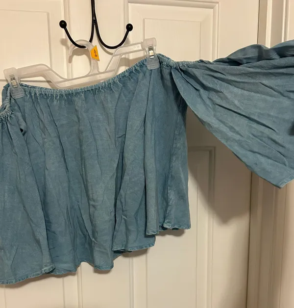 Blue Flowy Strapless Top Size L - Image 3